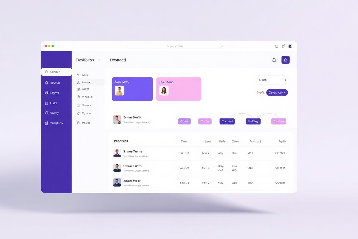 Mockup panelu klienta z listą dokumentów, statusem zlecenia i osią postępu